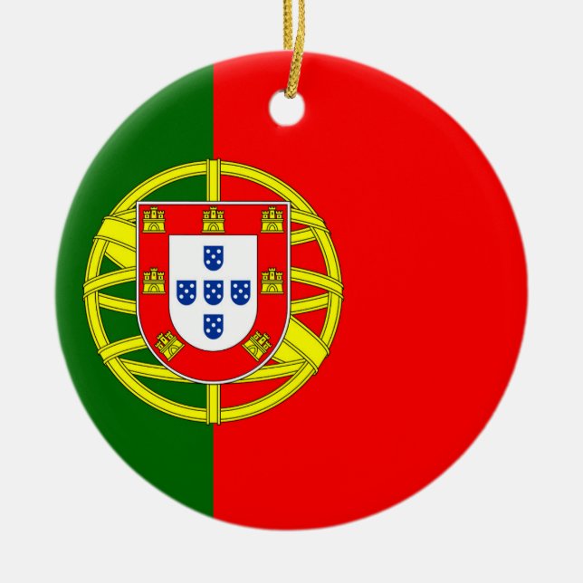 Portugal Flag Ceramic Tree Decoration (Front)