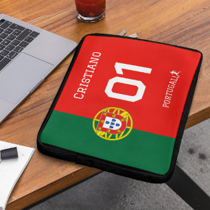 Portugal Flag Custom Team Name & Number  Laptop Sleeve