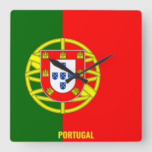 Portugal Flag Dazzling Patriotic Square Wall Clock