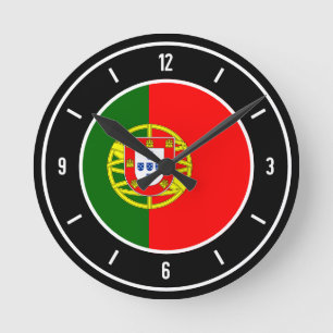 Portugal Flag Elegant Round Clock