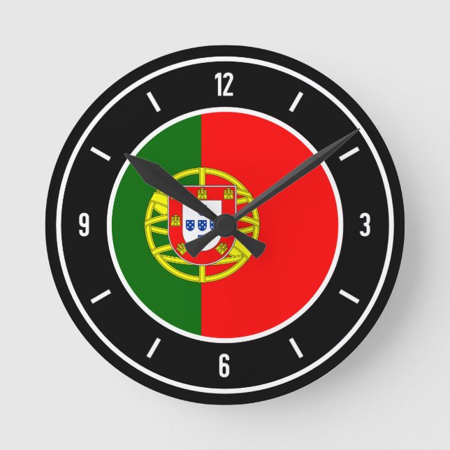 Portugal Flag Elegant Round Clock (Front)
