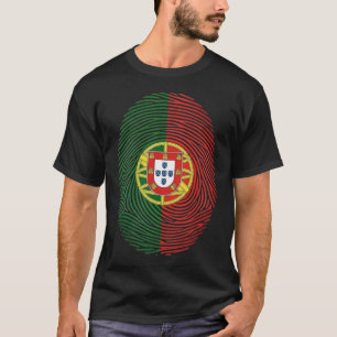 Portugal Flag Fingerprint with Coat of Arms T-Shir T-Shirt