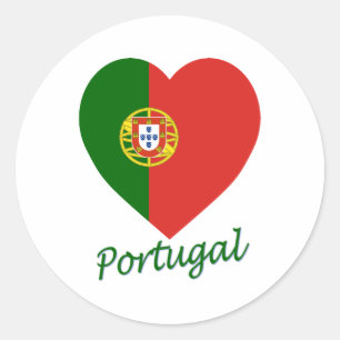 Portugal Flag Heart Classic Round Sticker