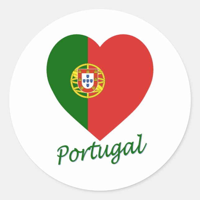 Portugal Flag Heart Classic Round Sticker (Front)