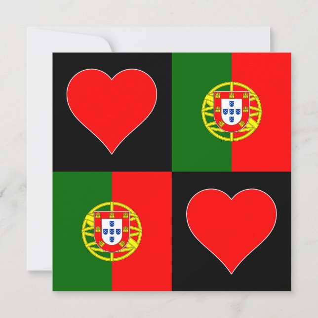 Portugal Flag Heart Patriotic Portuguese Greeting Card (Front)