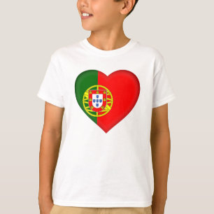Portugal Flag Heart Shape Kids Shirt