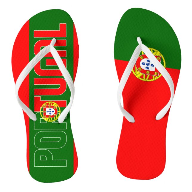 Portugal Flag Inscription Red Green Two Colour Flip Flops (Footbed)