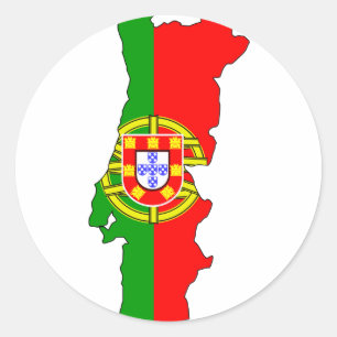 Portugal flag map classic round sticker