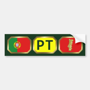 Portugal Flag Map Code Bumper Sticker