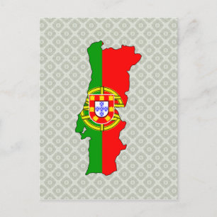 Portugal Flag Map full size Postcard