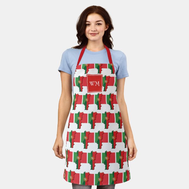 PORTUGAL FLAG MAP | Monogram | Portuguese Apron (Worn)