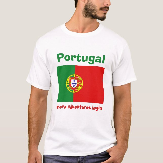 Portugal Flag + Map + Text T-Shirt (Front)