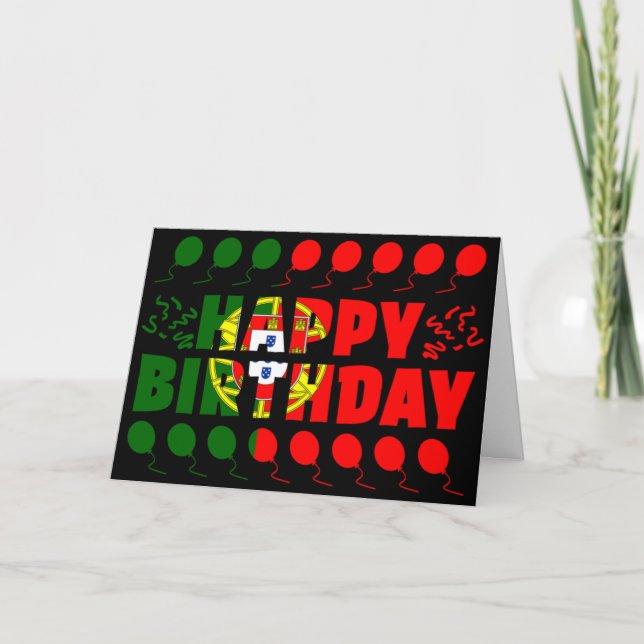 Portugal Flag Patriotic Birthday Card (Front)