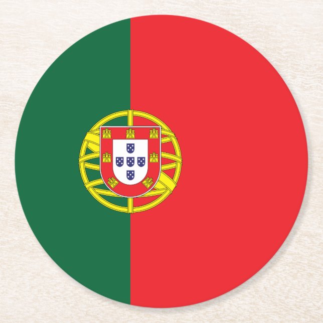 Portugal Flag Round Paper Coaster (Front)
