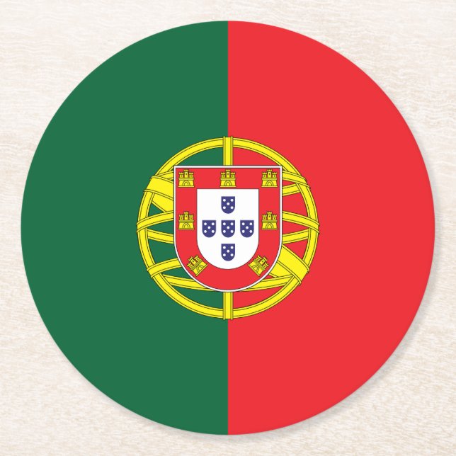 Portugal Flag Round Paper Coaster (Front)