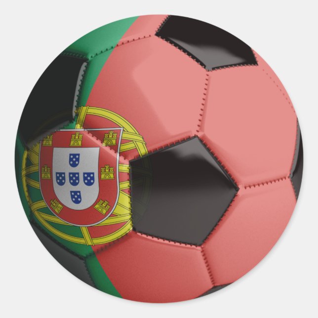 Portugal flag Soccer Ball Classic Round Sticker (Front)