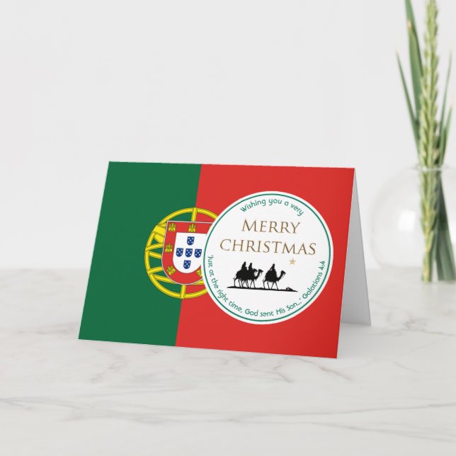 PORTUGAL FLAG Three Wise Men CHRISTMAS Holiday Card (Front)