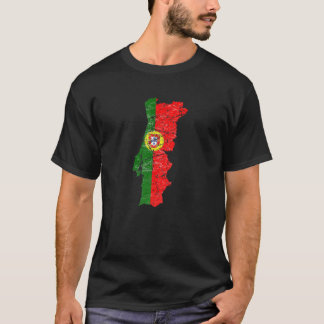 Portugal Flag With Portuguese Map Distressed Graph T-Shirt
