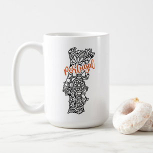 Portugal Floral Mandala Silhouette Coffee Mug