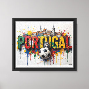 Portugal Football Citiscape Oil Painting Style Art Canvas Print