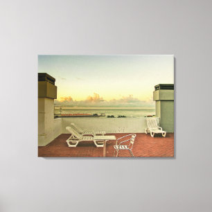 Portugal Funchal Rooftop Sunrise Wrapped Canvas