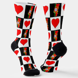 Portugal Heart Pattern Portuguese National Flag Socks