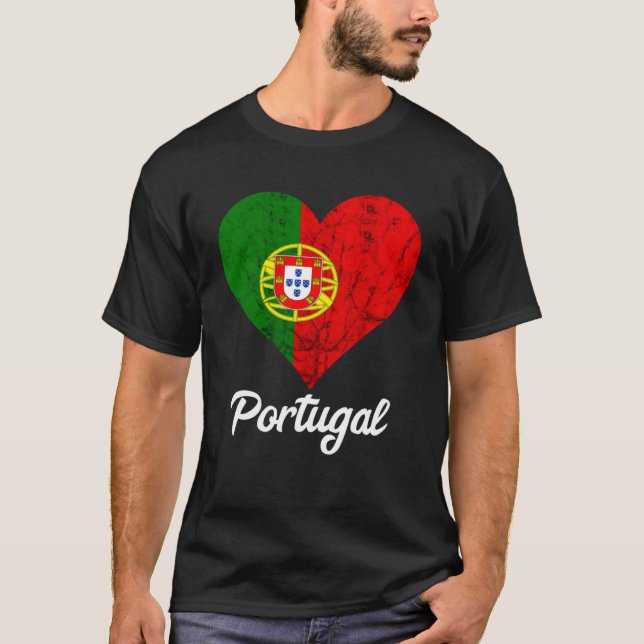 Portugal Heart Portuguese Love Portuguese Flag T-Shirt (Front)