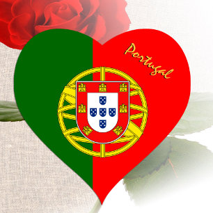 Portugal Heart Sticker, Patriotic Portuguese Flag Sticker