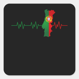 Portugal Heartbeat Flag Pulse Portuguese Square Sticker
