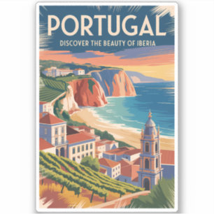 Portugal Iberia Skyline Illustration Travel Art