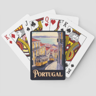 Portugal Lisbon Skyline Illustration Travel Art Playing Cards