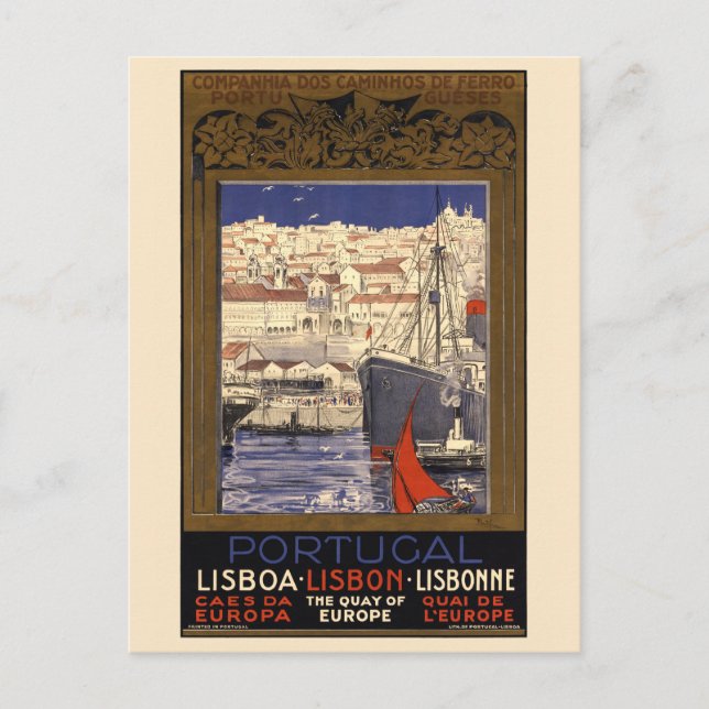 Portugal Lisbon Vintage Poster 1929 Postcard (Front)