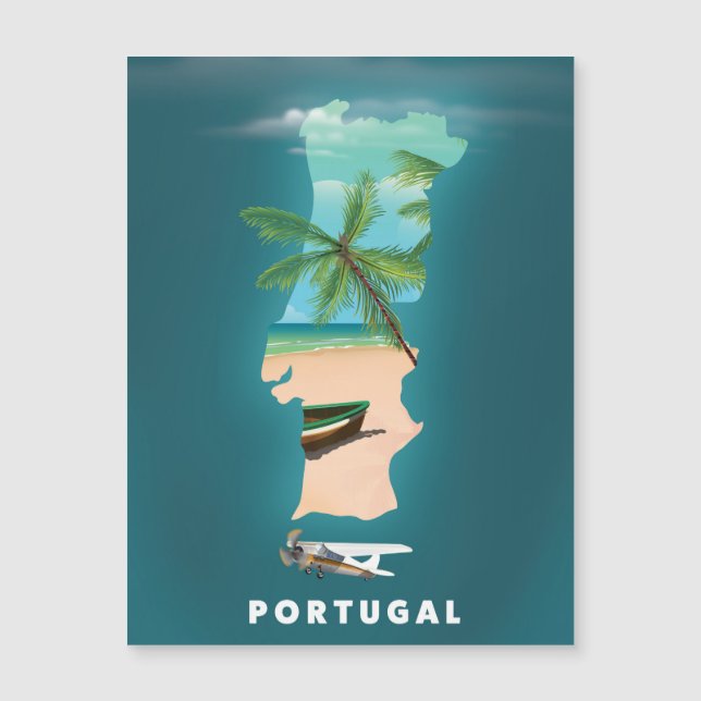 Portugal Map travel poster print. (Front)
