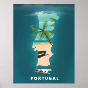 Portugal Map travel poster print.