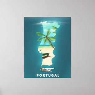 Portugal Map travel poster print. Canvas Print