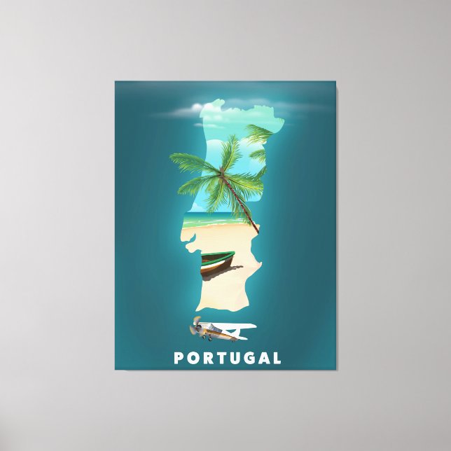Portugal Map travel poster print. Canvas Print (Front)