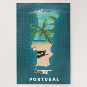 Portugal Map travel poster print. Jigsaw Puzzle