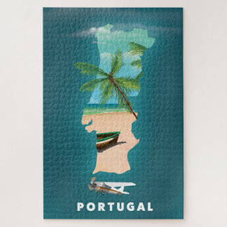 Portugal Map travel poster print. Jigsaw Puzzle