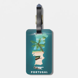 Portugal Map travel poster print. Luggage Tag