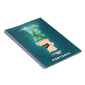 Portugal Map travel poster print. Notebook