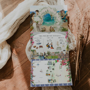 Portugal   Mediterranean Itinerary Map Tri-Fold Invitation