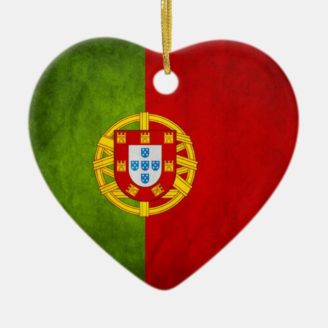 Portugal national flag ceramic tree decoration (Front)