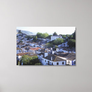 Portugal, Obidos. Elevated view of whitewashed Canvas Print