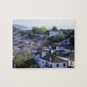 Portugal, Obidos. Elevated view of whitewashed Jigsaw Puzzle