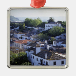 Portugal, Obidos. Elevated view of whitewashed Metal Tree Decoration