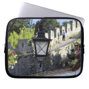 Portugal, Obidos. Iron streetlamp and 14th Laptop Sleeve