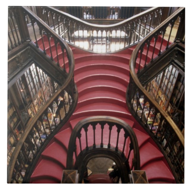 Portugal, Oporto (Porto). Stairs in historic Tile (Front)