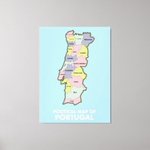 Portugal political map canvas print