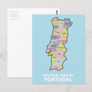 Portugal political map postcard