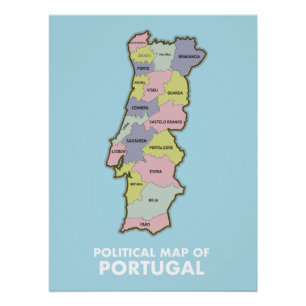 Portugal political map  poster